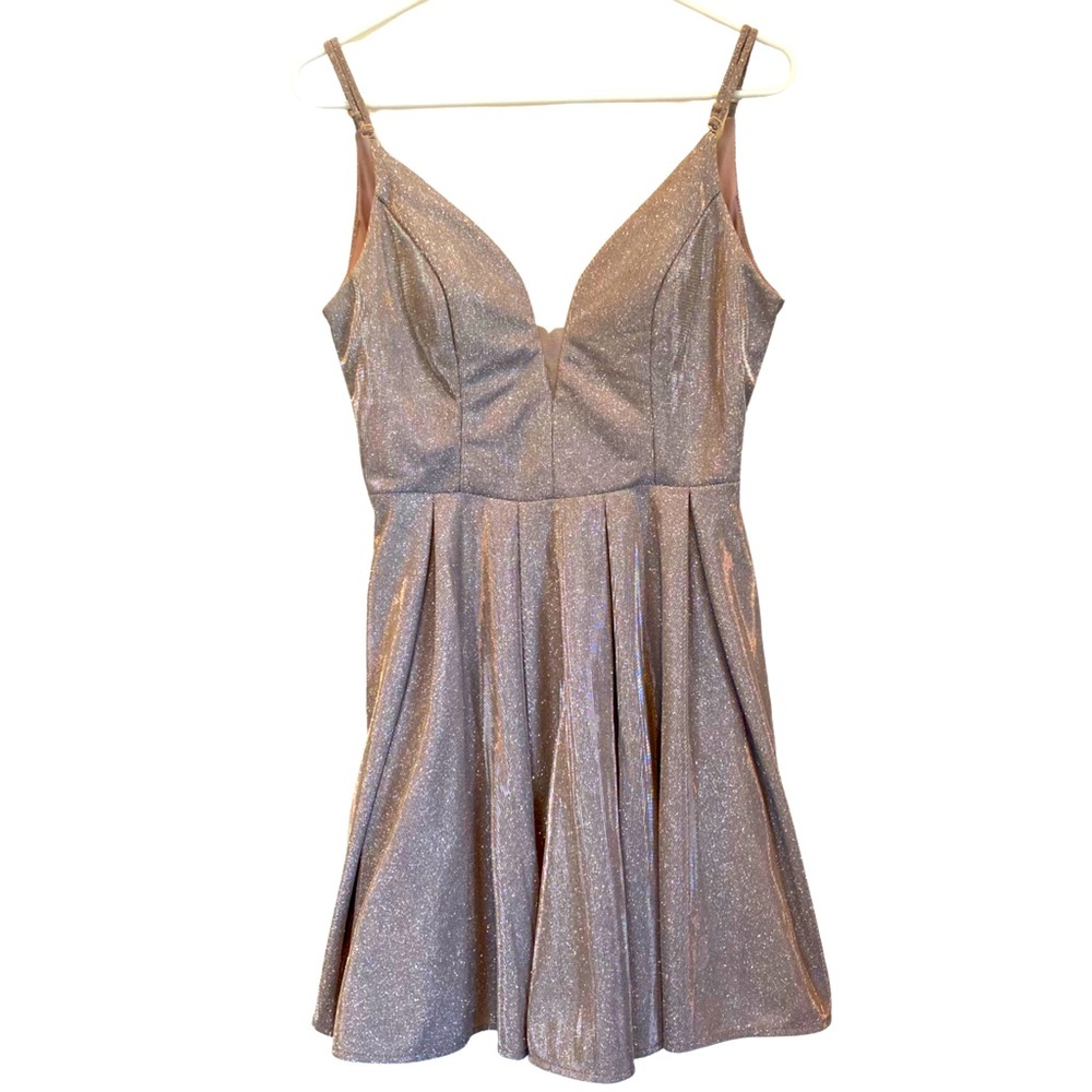 B Darlin Shimmery Pink Skater Dress EUC Size 11/12
